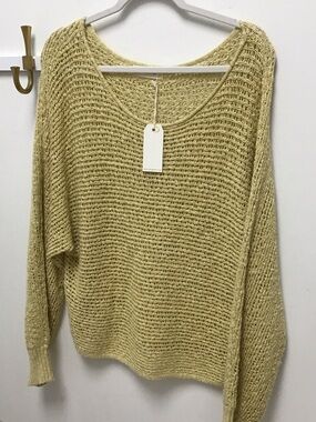 By together Women's Lightweight Open-Knit Sweater in Pale Yellow